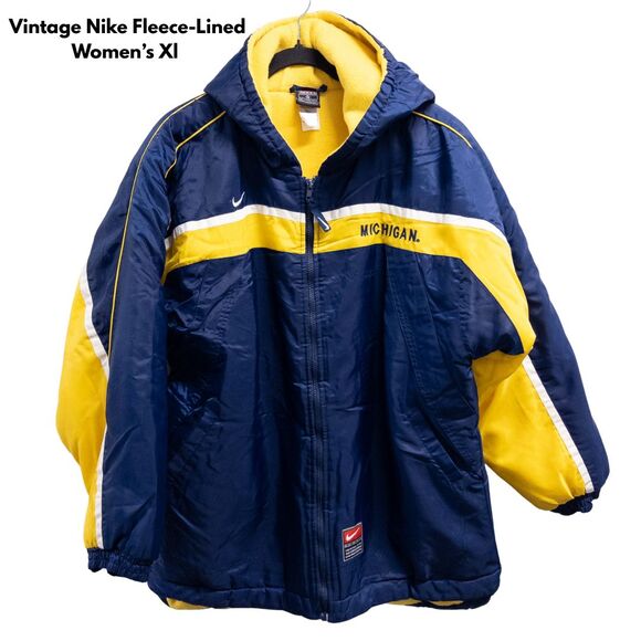 Nike Vintage Michigan Wolverines Jacket Women’s XL Fleece Lined Hooded Full Zip - Picture 2 of 12